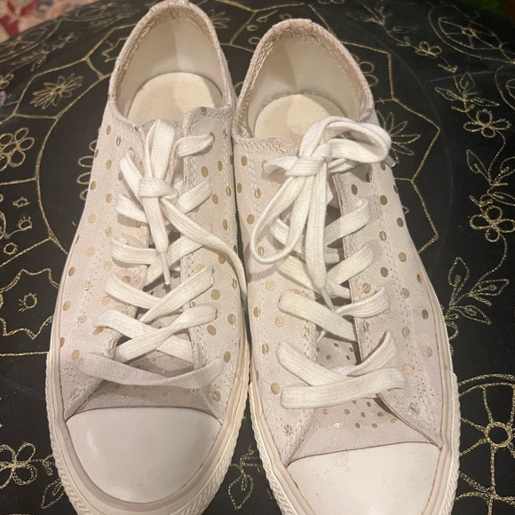 Converse All Star 8 Grey Suede Gold Polka Dots Chuck Taylors - Picture 4 of 9